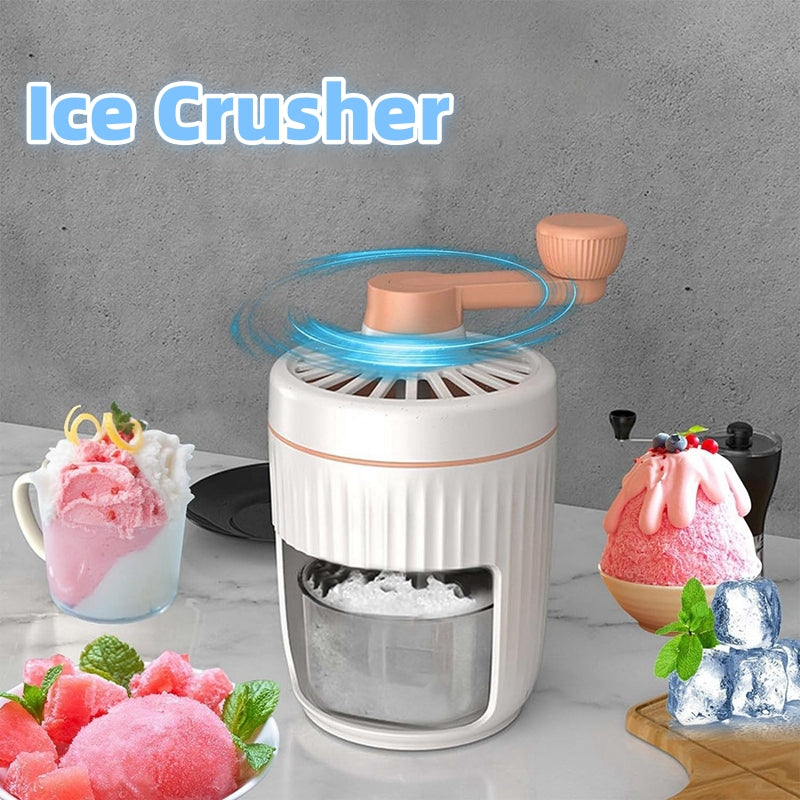 Manual Ice Crusher & Shaved Ice Maker (Portable Hand-Crank Design)