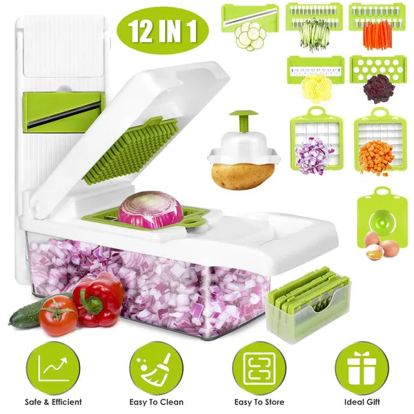 12-in-1 Vegetable Chopper & Slicer Set with Container