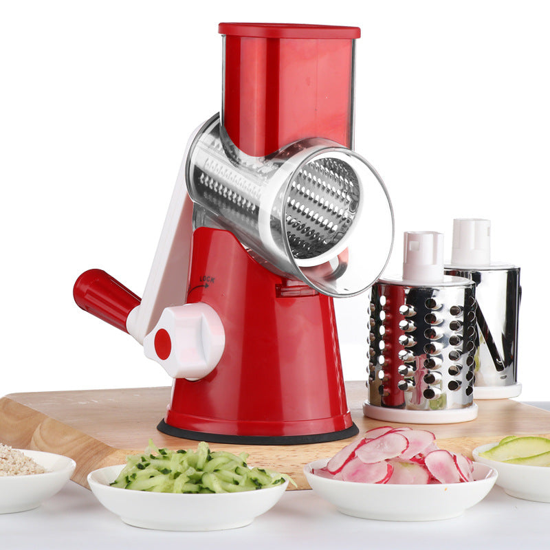 Manual Rotary Vegetable Chopper & Slicer (3-in-1)