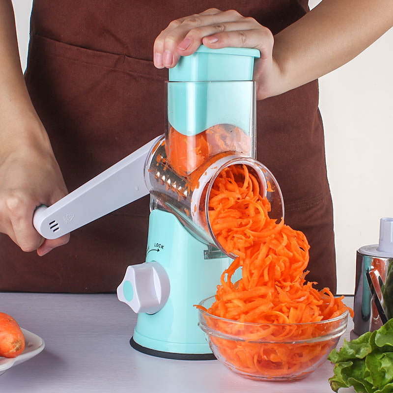 Manual Rotary Vegetable Chopper & Slicer (3-in-1)