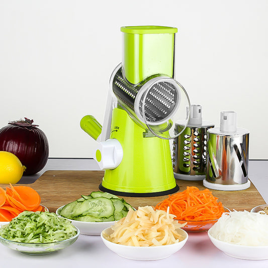 Manual Rotary Vegetable Chopper & Slicer (3-in-1)