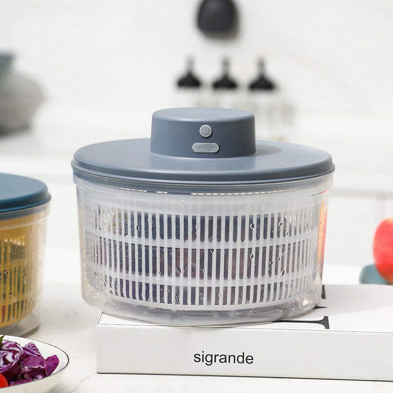 Electric Salad Spinner & Vegetable Dryer (Double-Layer Design)