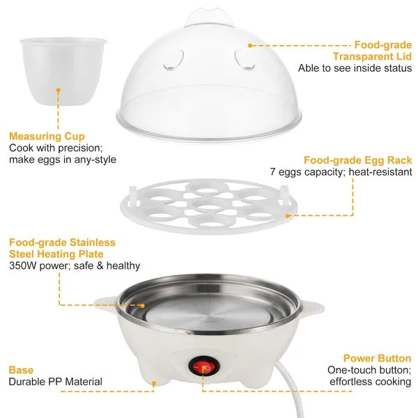 Electric Egg Cooker (7-Egg Capacity, Auto Shut-Off)