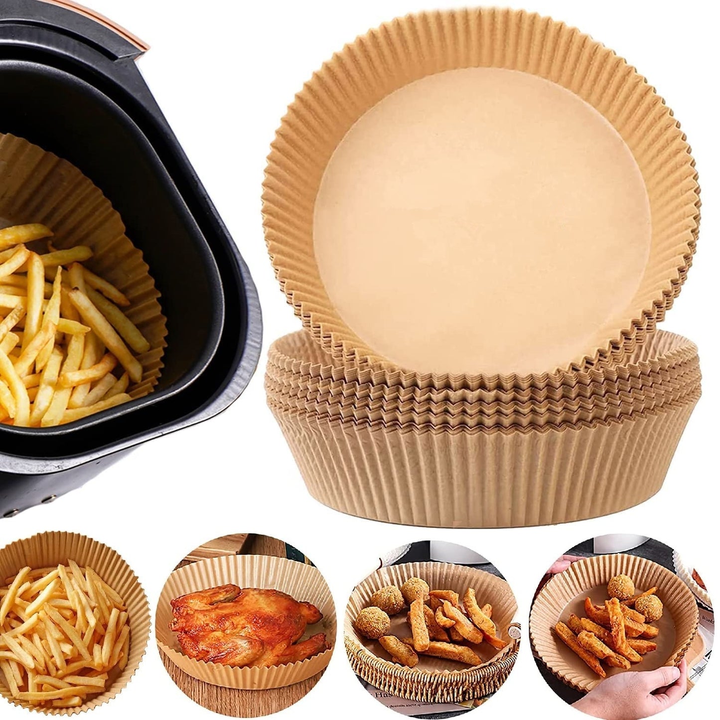 Non-Stick Air Fryer Disposable Paper Liners (50 pieces)