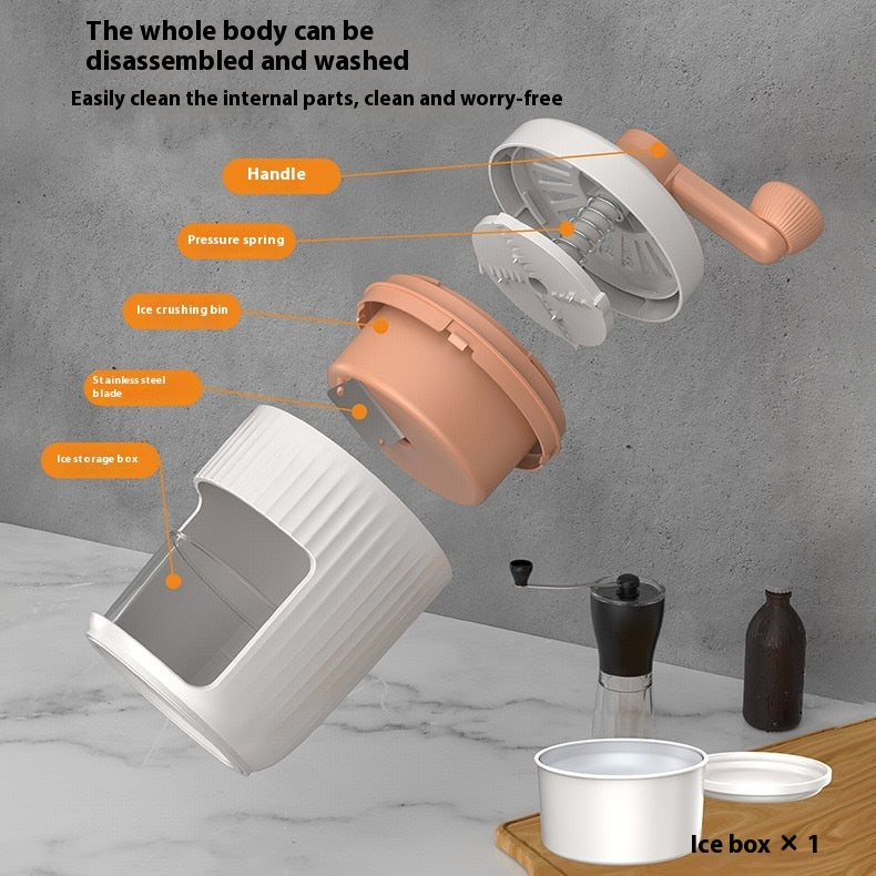Manual Ice Crusher & Shaved Ice Maker (Portable Hand-Crank Design)