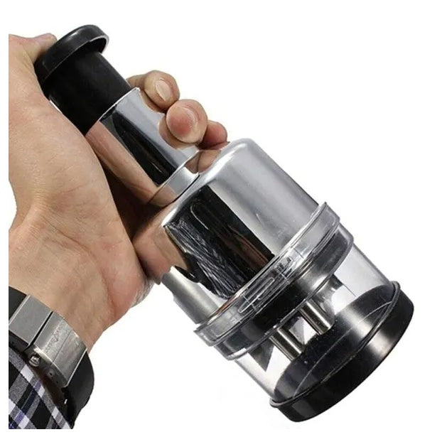 Manual Handheld Food Chopper & Slicer (Stainless Steel Blades)