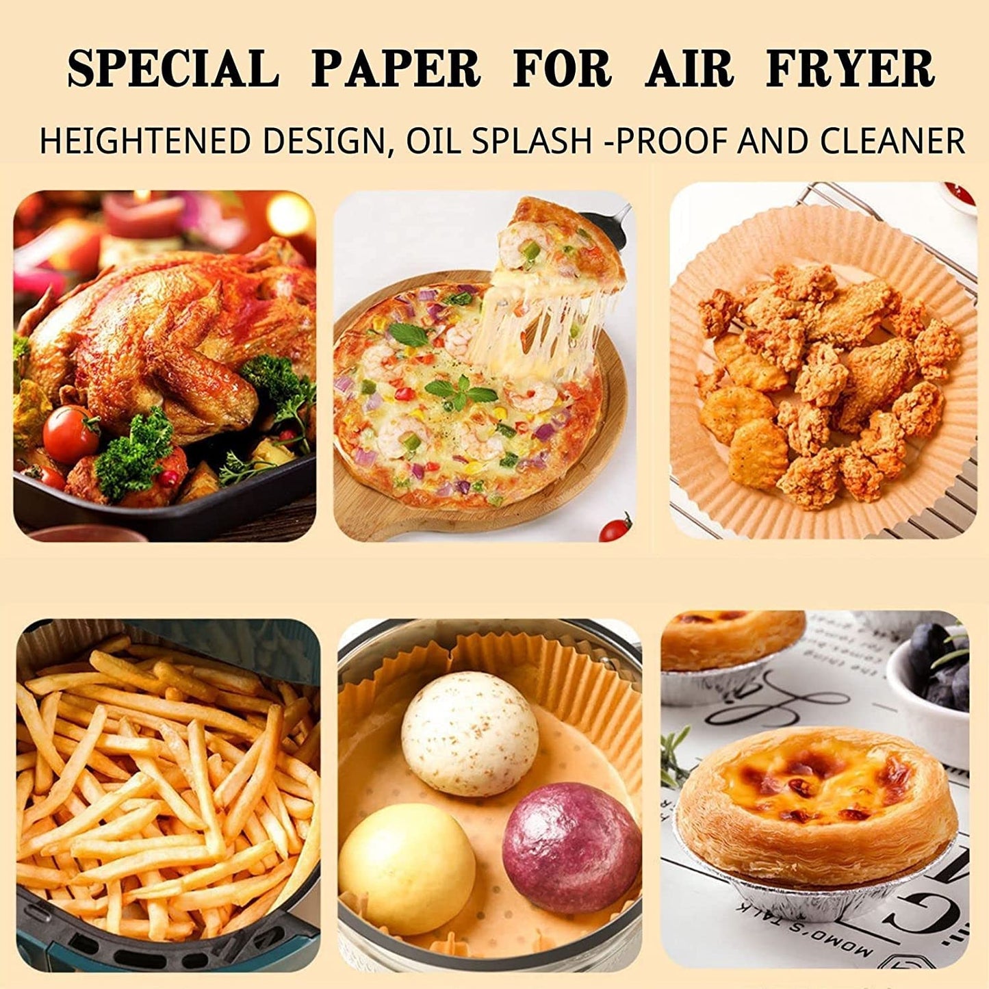 Non-Stick Air Fryer Disposable Paper Liners (50 pieces)